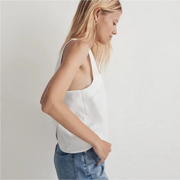 NWT Madewell 100% Linen Cross-Back Sleeveless Top - Picture 4 of 7